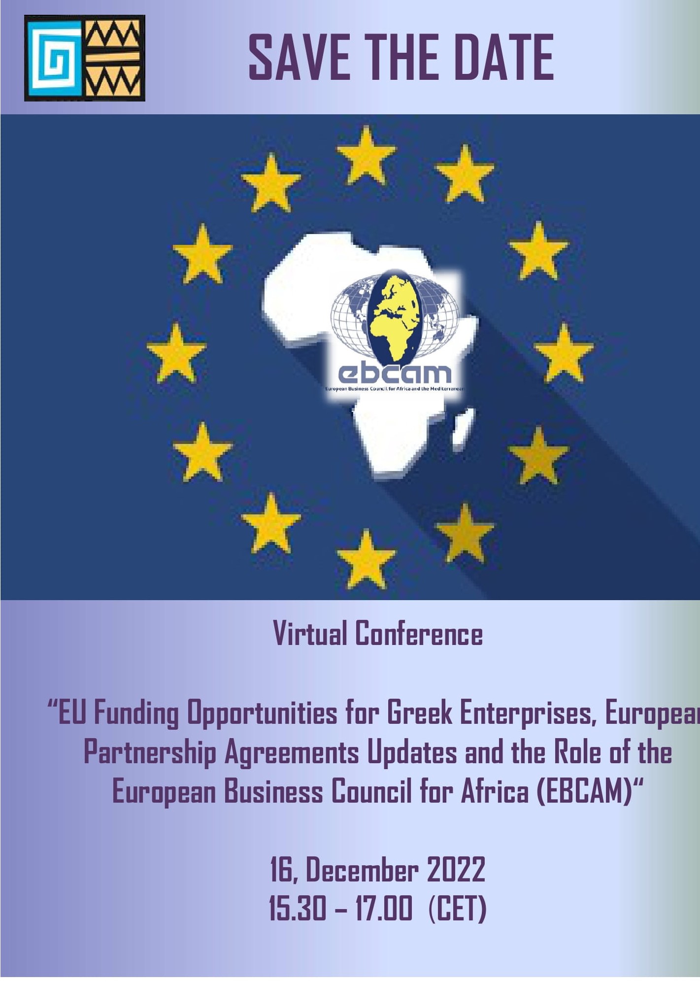 Invitation: Teleconference “EU Funding for Africa, Opportunities for Greek Enterprises and  the Role of the European Business Council for Africa (EBCAM)”